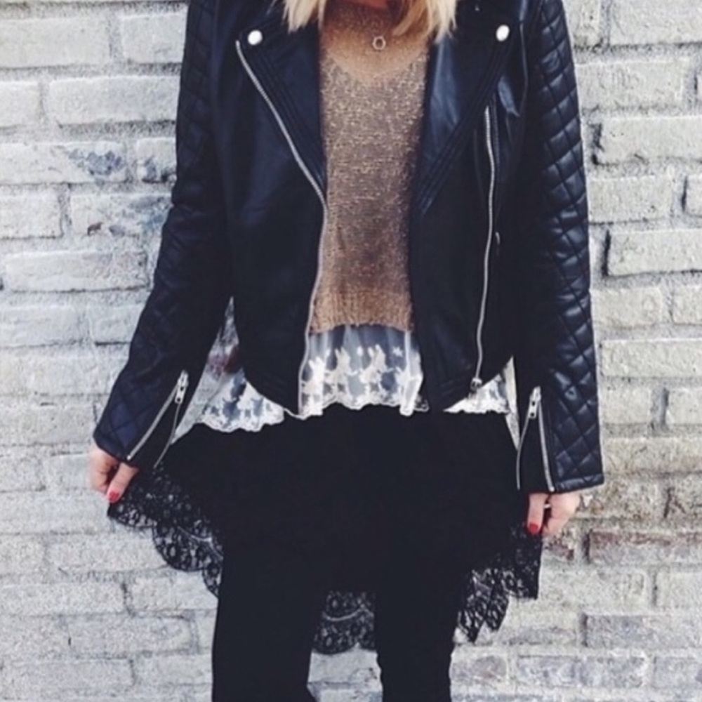 LF Millau Tan Knit Lace Sweater
